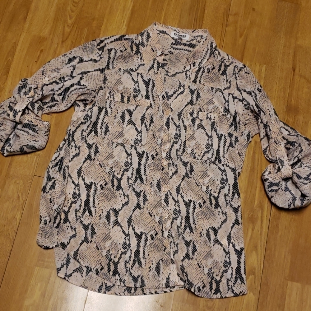 Express pink/gray snakeprint Portofino shirt